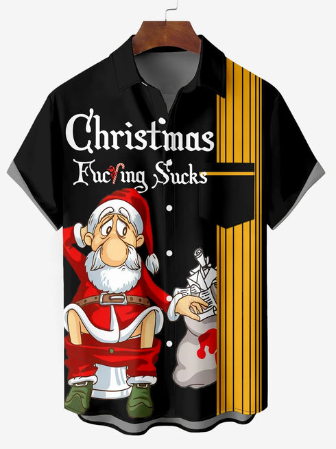 Men's Christmas Funny Graphic Short Sleeve Hawaiian Shirt